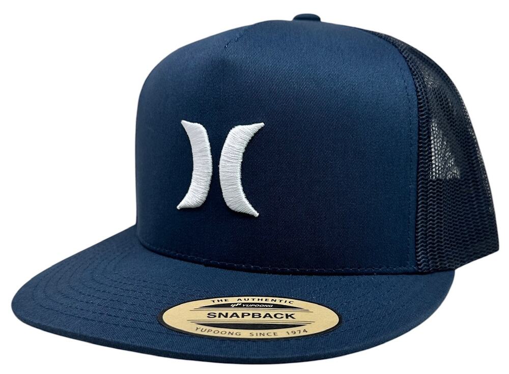 Hurley Men's Trucker Hat Icon Solid Flat Bill Snapback Cap in Navy